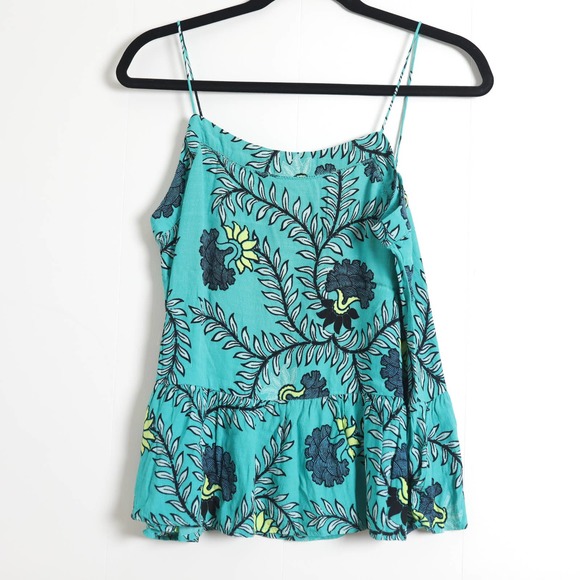 LOFT Tops - Loft Bright Tropical Floral Lightweight Ruffle Hem Pleated Tank Blouse Small